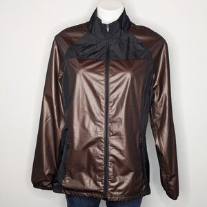 Fabletics X Demi Lovato Black Brown Zip Up Vented Long Sleeve Exercise Jacket L